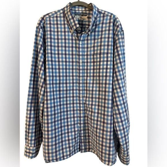 Old Navy Blue and White Plaid Men's Shirt - Picture 1 of 5